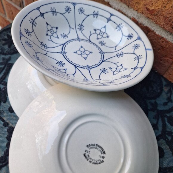 Vintage Stoneware Dishes Ironstone Staffordshire Bowls Set England Blue Royal 3 - Picture 14 of 16
